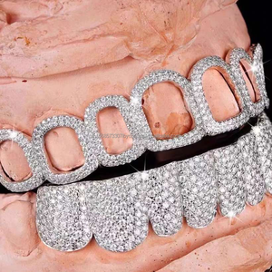 High Quality Iced Out Moissanite Diamond Grillz Teeth With Solid Gold Metal Latest Designed Moissanite Diamond Grillz Teeth - Product Image 2