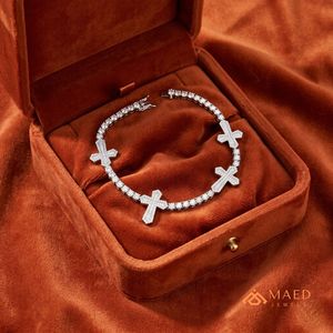 Pulsera de cadena de tenis de plata 925 con cruz, de lujo, con incrustaciones de circonitas, para mujer, pulseras de eslabones finos, de moda - Product Image 4