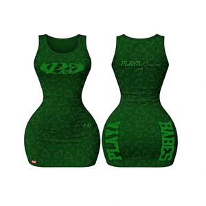Babes <b>Women's</b> Sexy Eco-Friendly Breathable Purple Sleeveless O-Neck High Waist Letter Print Tank Dress Clubwear Skinny Fit - Product Image 2