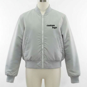 Chaqueta Bomber para Hombre Personalizada al por Mayor, OEM/Personalización, Alta Calidad, Color Gris Claro, Estilo Urbano, Cortavientos, Personalizable por Delante - Product Image 2