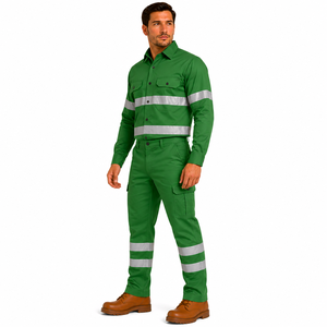 Wholesale Men Workwear High Visibility Reflective Tape Button <b>Shirt</b> Cargo Pants Set Safety Uniform Custom Durable Industry Wear - Product Image 5