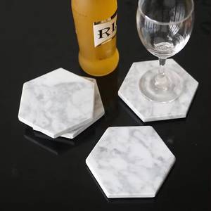 Posavasos cuadrados de mármol con franja dorada, modernos y antideslizantes, para decoración del hogar. - Product Image 5