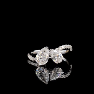 Bague de fiançailles en diamant de laboratoire taille poire 2 carats, or massif 14 carats, certifiée SGL - Product Image 1