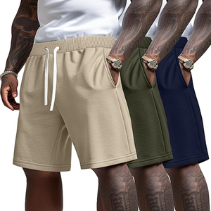 High Quality Men Cotton Shorts Elastic Waist <b>Drawstring</b> Plain Casual Summer Shorts Wholesale Custom Logo Manufacturer - Product Image 1