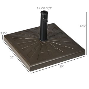 Base per Ombrellone da Giardino Quadrata 20 Pollici in Resina Marrone, Robusta ed Elegante, per Uso in Cortile - Materiale in Poliestere Durevole - Product Image 3