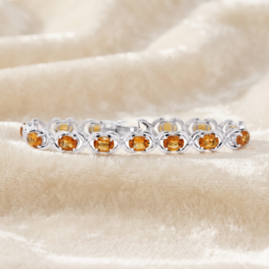 Memoria Jewels Natural Golden Citrine Cubic Zircon Gemstone IGI Certified Trendy Designer <b>Bracelet</b> 925 <b>Solid</b> Sterling <b>Silver</b> - Product Image 6