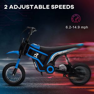 Moto Elettrica da Fuoristrada 24V 350W Blu per 13+ Anni Max. Velocità 40 km/h Batteria al Litio Sospensione Posteriore 15 MPH con Freno e Clacson Musicale - Product Image 5