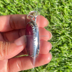 Colgante hecho a mano de Plata de Ley 925, forma de amante de piedras preciosas para compromiso, piedra natal chapada en plata, joyería de boda, regalo para ella - Product Image 6