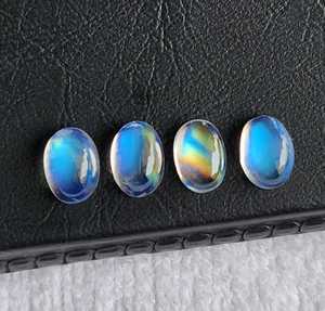 <b>Rainbow</b> Moonstone 6X8 MM Oval Shape Cabochon Blue IGI Certified Aligemstones Jewelry Making Supplies Best Gift - Product Image 3