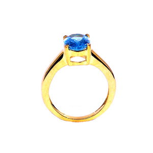 Anillo de Compromiso Clásico para Mujer, con Topacio Azul y Plata de Ley 925, para Bodas - Product Image 2