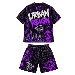 Men's Black Other Material Customizable <b>T</b>-<b>Shirt</b> Shorts Set Silk Screen Printed <b>Graffiti</b> Character Print Streetwear Casual Two - Product Image 5