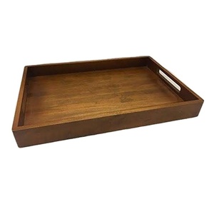 Plateau de service alimentaire à usage quotidien Plateau de service en bois de forme rectangulaire de qualité alimentaire Assiettes en bois d'acacia pour usage hôtelier et usage quotidien - Product Image 1