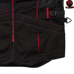 Gilet utilitaire noir en maille pour homme, col en V, fermeture éclair intégrale, poche zippée sur la poitrine, pour la chasse, la pêche, les voyages, respirant et léger - Product Image 4