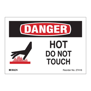 Étiquettes réfléchissantes Brady « Danger - Chaud - Ne pas toucher » - Adhésif durable pour surfaces à haute température - Product Image 1