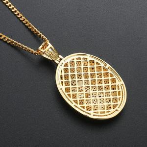 Collar con colgante de logotipo personalizado, chapado en oro de 18k, estilo Hiphop, con incrustaciones de Moissanita, venta al por mayor. - Product Image 2