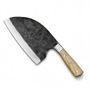 Cuchillo de Chef Serbio de Acero de Alto Carbono Forjado a Mano, Cuchillo de Carnicero Resistente, Cuchillo de Cocina para Cortar y Rebanar, Mango de Madera, DIY OEM - Product Image 5