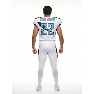 Custom Sublimated Printed White V-Neck American Football Jersey Premium Moisture Wicking Polyester <b>Mesh</b> CORNING Team Game - Product Image 2