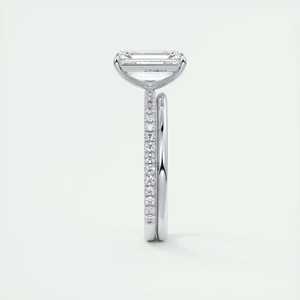Anillo de compromiso Harper con diamante cultivado en laboratorio de corte esmeralda de 2.25 quilates y pavé con engaste francés en oro blanco de 14K - Product Image 6