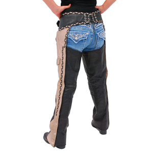 Chaps en similicuir style western, taille haute, coupe régulière, avec poche en cuir et fermeture à boucle, pour l'équitation - Product Image 5