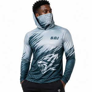 Camiseta de Pesca con Capucha de Manga Larga para Hombre B.B.I, Estampado por Sublimación, Logotipo Frontal, Protección UPF 50 Anti-UV - Product Image 6