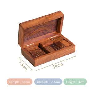 Jeu de dominos en bois avec boîte de rangement, design rustique, durable, jeu d'intérieur pour salon, forme rectangulaire - Product Image 3