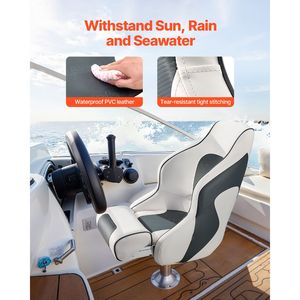 Sedile per Barca con Schienale Alto, Ribaltabile, Tipo Capitano, con Cuscino in Spugna Ispessita, in Pelle PVC Impermeabile, Ergonomico per Scafo in Alluminio - Product Image 2