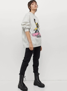 Sudadera Extra Grande con Cuello Redondo para Mujer, Estampado de Dibujos Animados, Manga Larga, 100% Algodón Tejido, Ropa de Otoño - Product Image 3