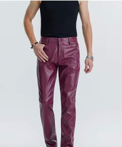 Spezia International Men's for PU Coated Straight Fit Casual <b>Trousers</b> Side Pockets <b>Elastic</b> <b>Waist</b> Heavyweight Winter Pants - Product Image 5