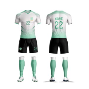 Maillot de football pour homme, bleu et blanc dégradé, sublimé, respirant, manches courtes, col en V, coupe athlétique, adulte, toutes saisons - Product Image 4