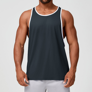 Débardeur de sport décontracté pour homme à séchage rapide, anti-boulochage, col en U, respirant, en tissu côtelé, pour tenue d'équipe - Product Image 1