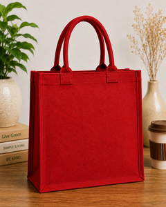 Red Jute Shopping Bag <b>Think</b> Green Save Nature Tree Design Medium Size Hand Carry Tote Bag - Product Image 6