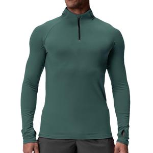 Camiseta de compresión de manga larga con cremallera para hombre, personalizada al por mayor, para fitness, entrenamiento, gimnasio, ropa deportiva, sudadera, camiseta 1/4 - Product Image 2