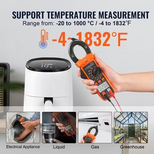 Multimetro Digitale a Pinza 6000 Conti 600A per Misurazione di Corrente, Tensione, Resistenza, Diodi, Test di Continuità e Capacità - Product Image 6