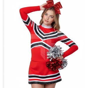 Uniformes de porristas personalizados para equipos de secundaria con pedrería, impresión por sublimación, ropa de animadoras - Product Image 2