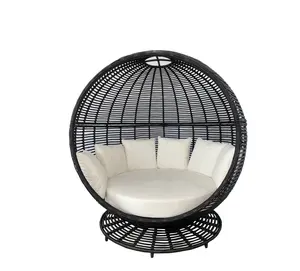 Pearl Sun lounger Outdoor Garden Patio Furniture Rattan Wicker Weaving leisure relaxing bed made in Vietnam