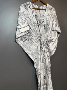 Robe Kaftan sans manches en coton à imprimé tropical numérique pour femme, idéale pour l'été et la plage – Îles d'Asie-Pacifique - Product Image 3