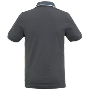 Chemise à manches courtes pour homme, gris foncé, 100% polyester, couleur unie, décontractée, tricotée, coupe classique, col boutonné, logo sur le devant, séchage rapide - Product Image 5