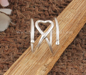 Bague en argent sterling 925 avec serti clos en forme de cœur, pour femme, bague géométrique épaisse en forme de cœur, bijoux fins d'esthétique rétro - Product Image 4