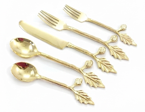 Ensemble de couverts en or de qualité supérieure avec cuillère, couteau, fourchette, design élégant, passe au lave-vaisselle, couverts en métal pour une utilisation sur la table de mariage - Product Image 4