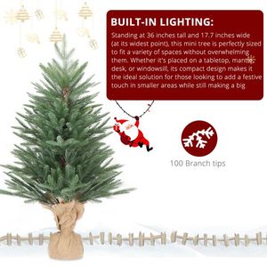 Albero di Natale Artificiale da Tavolo in PVC 60cm, 100 Rami, Piccolo Albero Natalizio per Camera da Letto, Scrivania, Portico con Base in Tessuto - Product Image 3