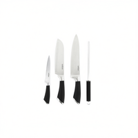 Ensemble de couteaux en acier inoxydable Excelsa 4 pièces avec manches noirs, design ambidextre, lames de 6 à 7,9 pouces, finition polie - Couverts de cuisine