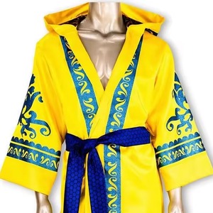 เสื้อคลุมชกมวยสีตามสั่ง MOQ ต่ำ เป็นมิตรกับสิ่งแวดล้อม ทนทาน พิมพ์โลโก้ตามสั่ง วัสดุผ้าไหมโพลีเอสเตอร์ สำหรับการชกมวยกลางแจ้ง - Product Image 5