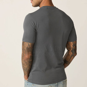 T-shirt classique pour homme à manches courtes, 100% coton, uni, col rond, tricoté, 180 grammes, finition lavée, texture lisse, respirant, écologique - Product Image 2