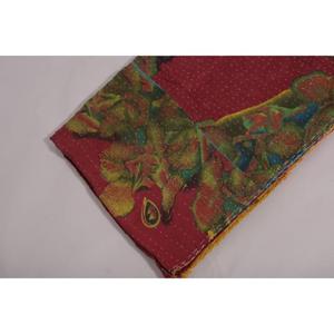 ผ้าห่มกันธาวินเทจ ทำมือ ลายดอกไม้ ผ้าฝ้ายอินเดีย สไตล์โบโฮ ผ้าคลุมเตียง ผ้าห่มตกแต่งบ้านแบบสองด้าน - Product Image 4