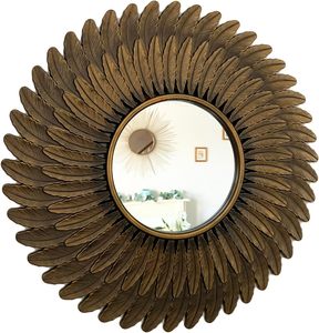 Vintage Feather Sunburst <b>Wall</b> <b>Mirror</b> Decorative <b>Round</b> Accent <b>Mirror</b> for Living Room Bedroom Entryway - Product Image 5