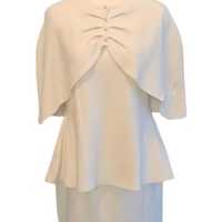 Ensemble 3 pièces en tricot pour femmes Jack and Jill, jupe élégante blanche avec haut cape, tenue formelle pour événements religieux, vêtements de boutique à la mode