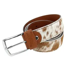 Wholesale Men Cow Cowhide Custom Real Cow Hair Genuine Leather Belt Strap without Automatic Buckle