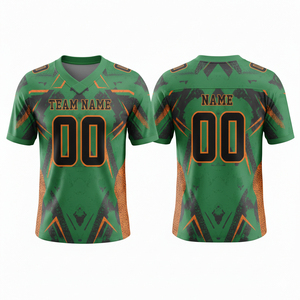 Maillot de football américain unisexe personnalisé, col en V, sublimé, 100% polyester, maille respirante, évacuation de l'humidité, impression du nom et du numéro de l'équipe - Product Image 4