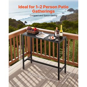 Outdoor Rectangular Counter Height Dining <b>Table</b> 39.4 X 15 Sturdy Metal Frame with Waterproof Top for Home <b>Bar</b> - Product Image 2