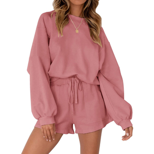 High Quality Solid Women <b>Sets</b> Summer <b>Knitting</b> Casual O-neck Hoodie And Short <b>Sets</b> Breathable Joggers 2-Piece <b>Sets</b> For Women 2026 - Product Image 1